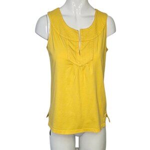 Lilly Pulitzer Womens Slit Front Tank Top Size XS Yellow Stitching Neckline
